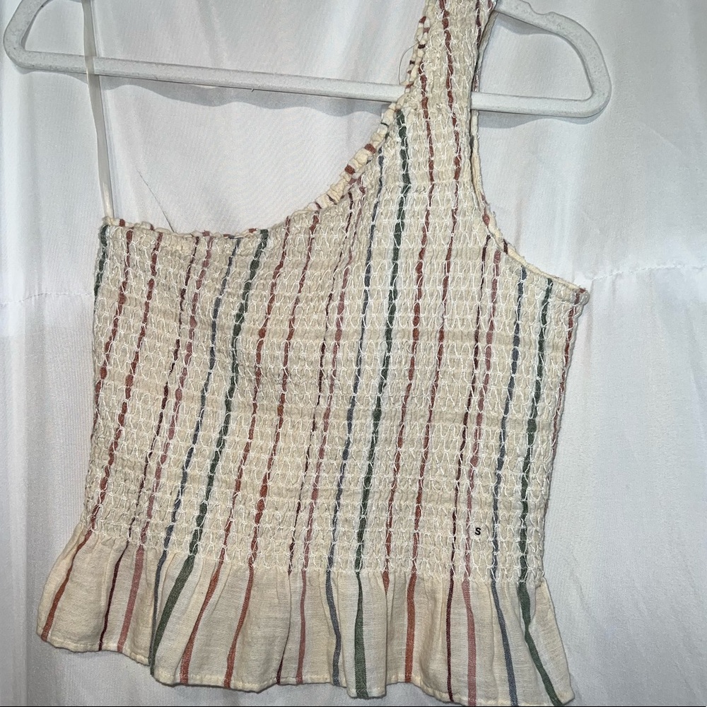 American Eagle Multi Colored One Shoulder Crop Top